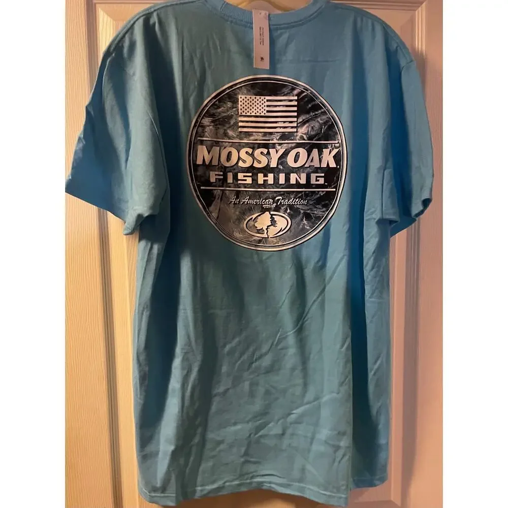 Mossy Oak Fishing Men's Short Sleeve Blue T-Shirt